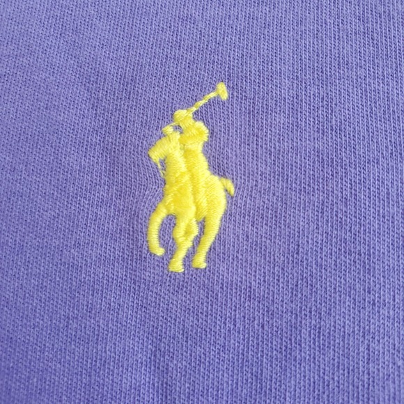 Polo Ralph Lauren Men's Purple Short Sleeve Yellow Pony Logo 100% Cotton Sz L - Picture 2 of 7